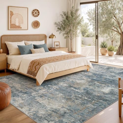 Nakagishi 10x14 Area Rugs Living Room: Washable Abstract Large Neutral Soft Rug - Image 6