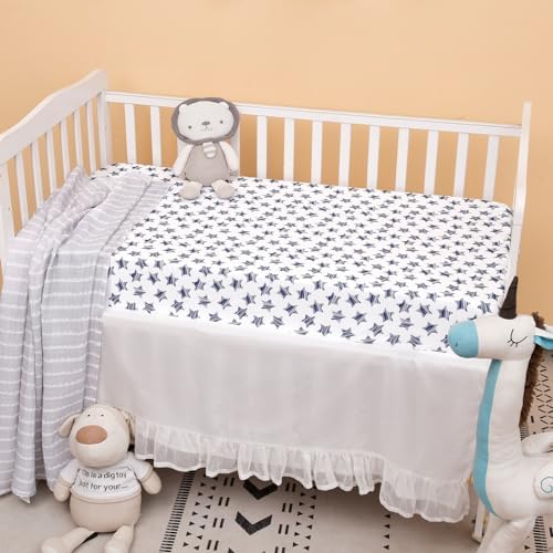PHF 3 Pack Soft Space Crib Sheets Fitted, Silky Comfy Breathable Baby Sheets - Image 3
