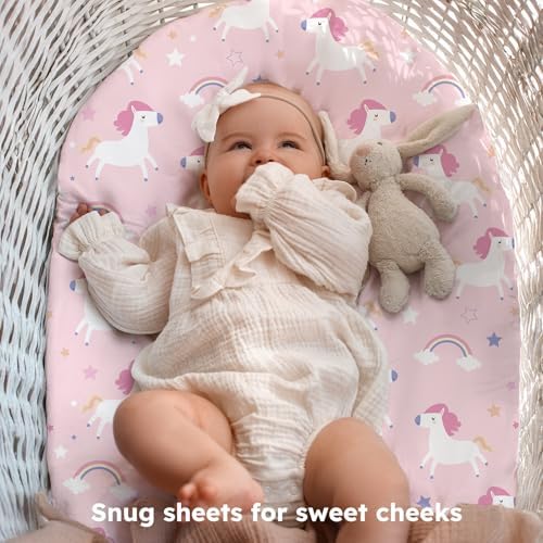 Baby Bassinet Sheets, 3 Pack Fitted Bassinet Mattress Sheets, Compatible - Image 3