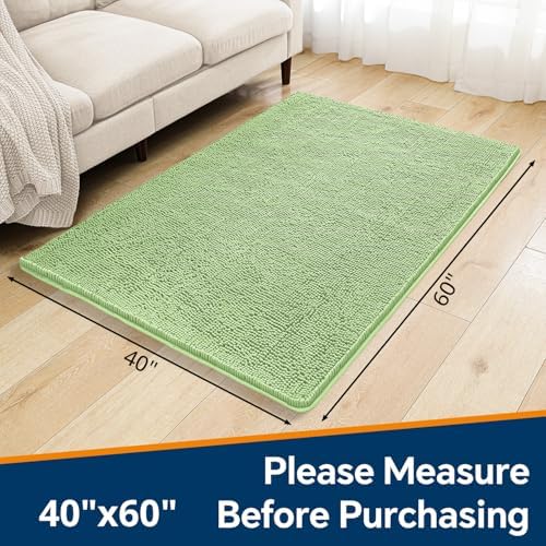 Chenille Bathroom Rug 40"x60" Seafoam Green, Large Plush Bath Mat - Image 2
