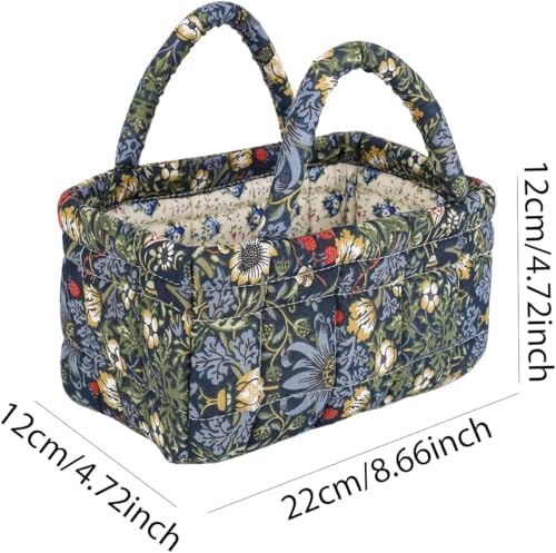Small Storage Basket Organizer, Mini Fabric Floral Storage Baskets - Image 4