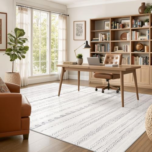 Nakagishi Boho 9x12 Area Rug Living Room Rugs Machine Washable Gray - Image 5