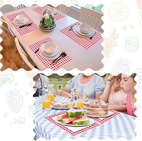 Eaasty 50 Pcs Disposable Red Gingham Paper Placemats Summer Checkered - Image 5