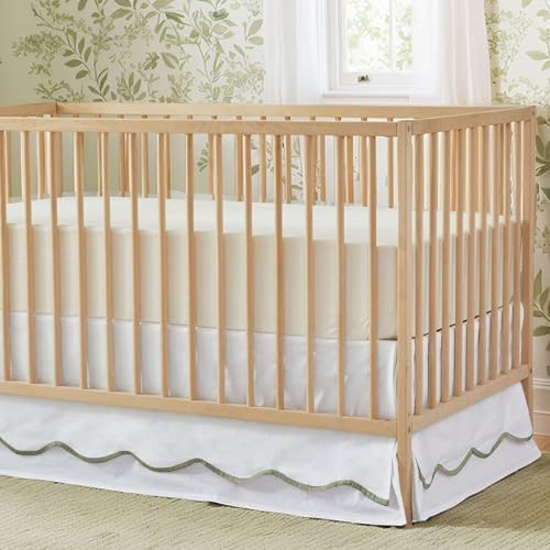 Brandream Scallop Edge Cotton Crib Skirt Toddler Bedskirt Baby Nursery Crib Bed - Image 2