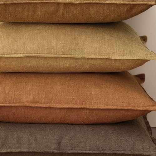 Foindtower Linen Solid Decorative Throw Pillow Covers 26x26 Autumn Orange - Image 5