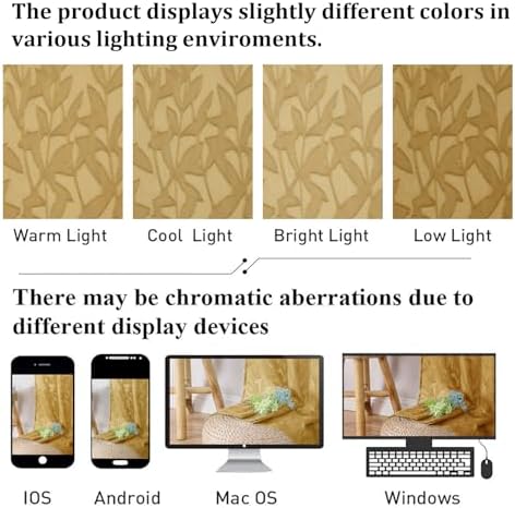 Lecloud Leia Dark Gold Sheer Kitchen Curtains 36 Inch Length, Breathable Clip - Image 5