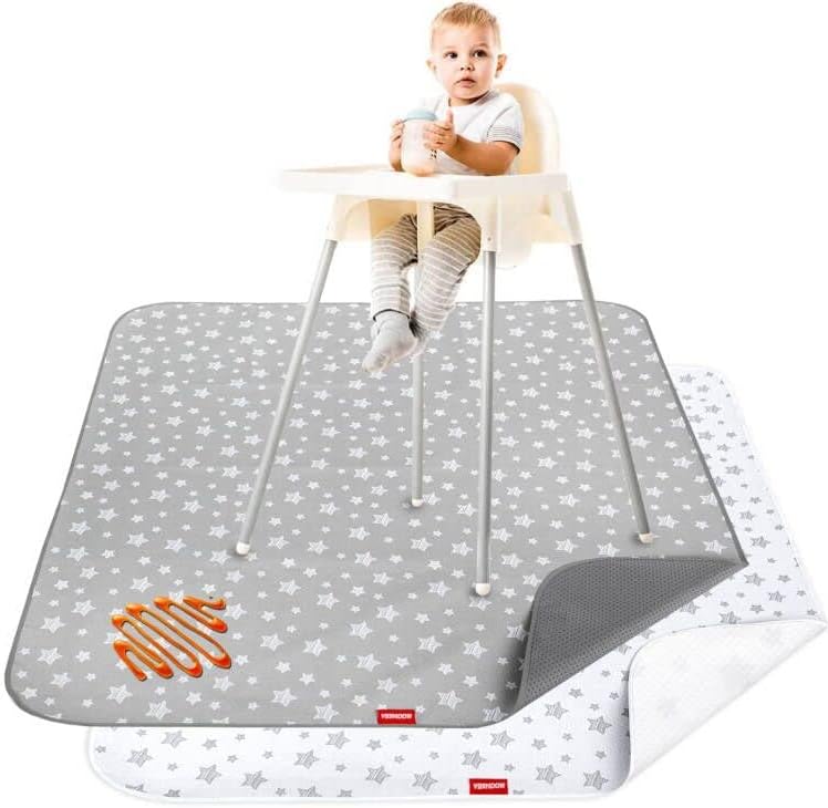 Splat Mat for Under High Chair, Anti Slip Splash Mess Floor Mat 2 Pack by Moonsea