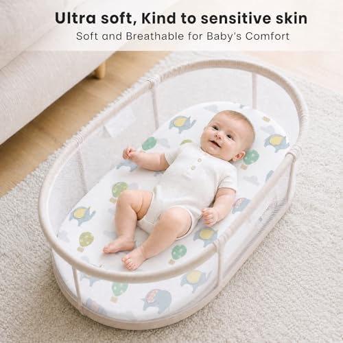4 Pack Stretchy Bassinet Sheets 20" x 35" Compatible - Image 2