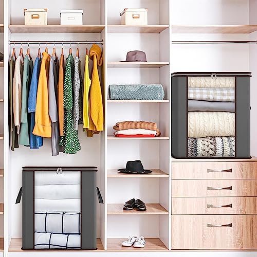 Blanket Storage Bags 120L for Comforter Clothes Bedding Sheet Grey - Image 6