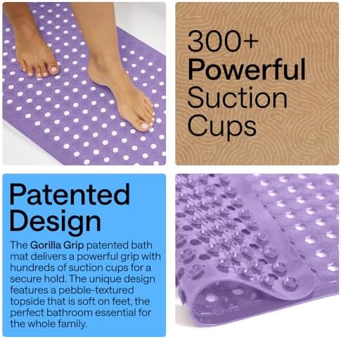 GORILLA GRIP Bath Tub Shower Mat, Bathtub Floor Liner, 35x16 Purple Opaque - Image 3