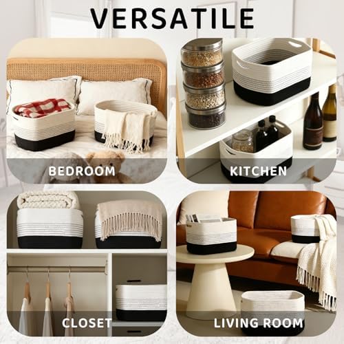 4 Pack Storage Baskets for Organizing, and Clothes, Cotton Rope Basket for - Image 3