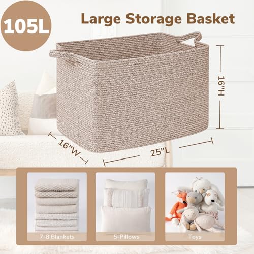 Goodpick 105L Extra Large Woven Rope Blanket Basket - Image 3