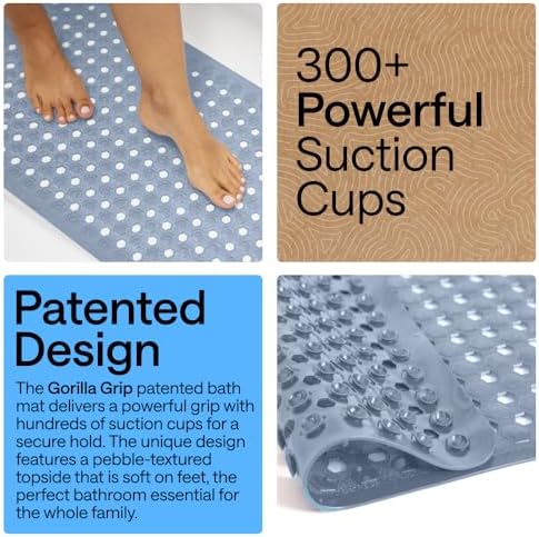 GORILLA GRIP Bath Tub Shower Mat, Bathtub Floor Liner, 35x16 Sky Blue - Image 3