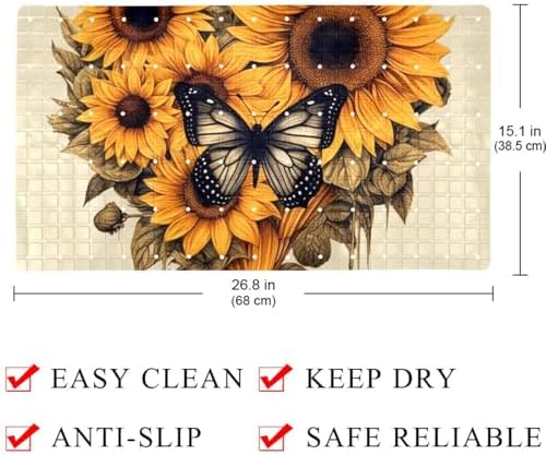 Bath Tub Shower Mat, Washable Bathtub Floor Mats, Suction Cups and Drain Holes - Image 4