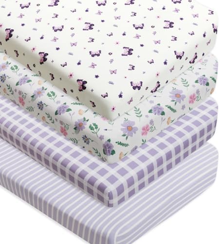 4 Pack Butterfly Baby Crib Sheets by FIGEPO