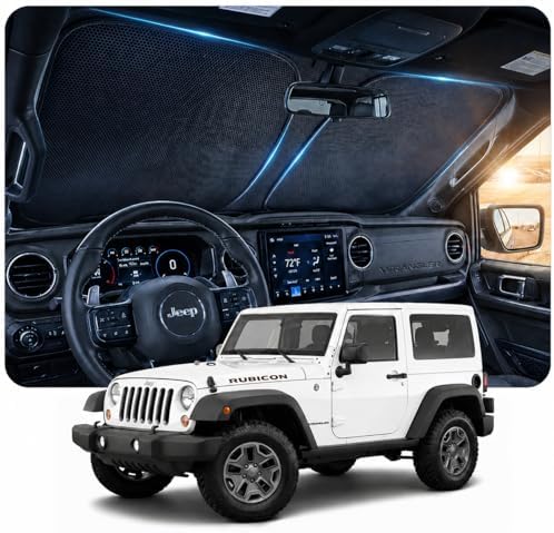 DooGooCoo Windshield Sun Shade for Jeep Wrangler & Gladiator 2011-2025 2026 by DooGooCoo