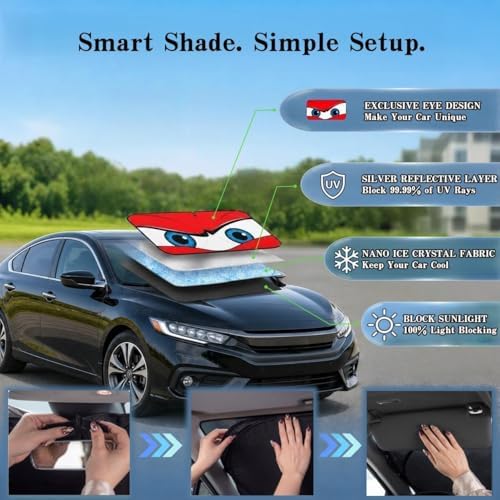 Car Windshield Sun Shade, Universal Fit Compact Sedan SUV, Angry Red - Image 4