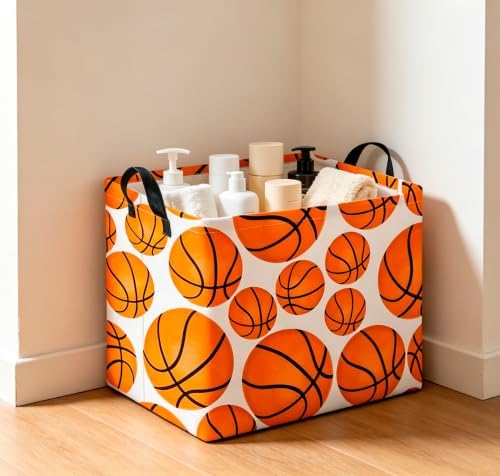 CLOCOR Rectangular Basketball Print Storage Basket Empty, Gift Basket, Books Box - Image 2
