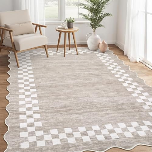 GarveeHome Washable Rug 5x7 for Living Room Large Bedroom Scalloped Rug - Image 7