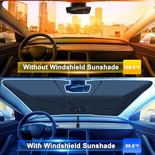 EcoNour Car Umbrella Windshield Sun Shade, Universal Fit Foldable Car & Truck - Image 2