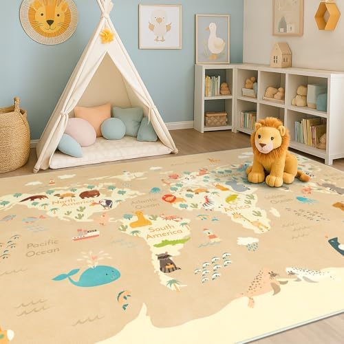 Hazo Haus Washable Kids Rug for Playroom – 5x7 Toddlers Room Play Rug, by HazoHaus