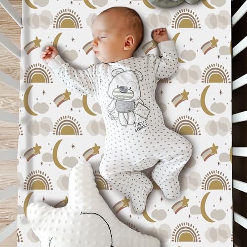 Hahafelt 3 Pcs Moon Star Baby Crib Bedding Set - Image 5