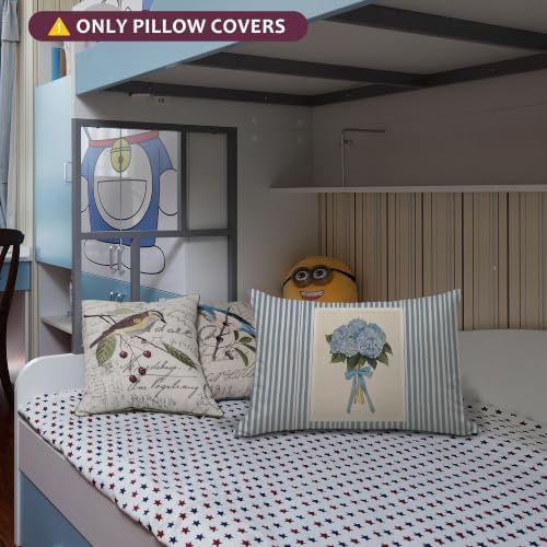 Blue Hydrangea Floral 12x20 Pillow Cover, Preppy Girly Hydrangea Flower Striped - Image 5