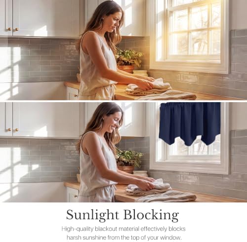 NICETOWN Navy Blue Blackout Curtain Valance Tier - Image 2