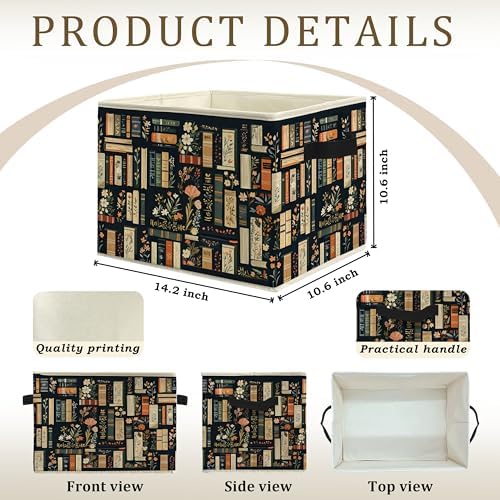 Dark Floral Book Storage Bins Box - Image 2