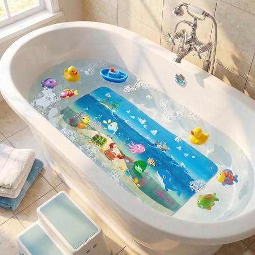 BEEHOMEE Kids Bath Mat for Tub, Non-Slip Toddler Bathtub Mat by BEEHOMEE