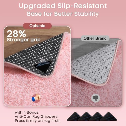 Ophanie Pink Area Rugs for Bedroom Girls, 6x9 Kids Fluffy Fuzzy Furry Shag - Image 4