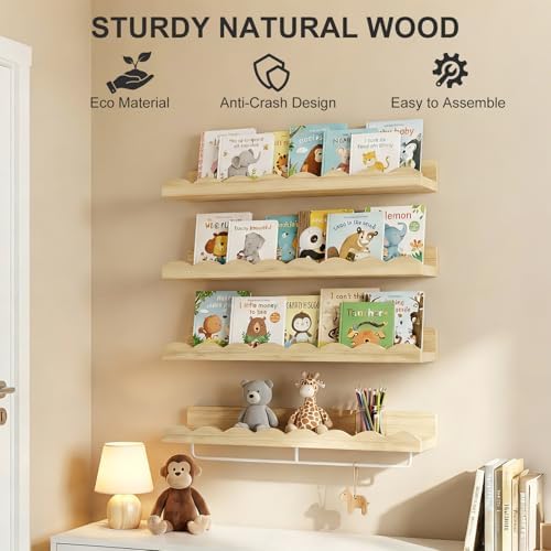 Fixwal Nursery Shelves, 24 Inch Floating Bookshelves - Image 3