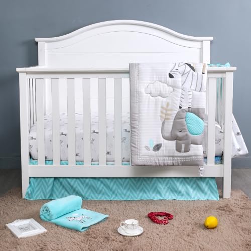 Animals 3pcs Baby Crib Bedding Set Pink Nursery Bedding Set - Image 2