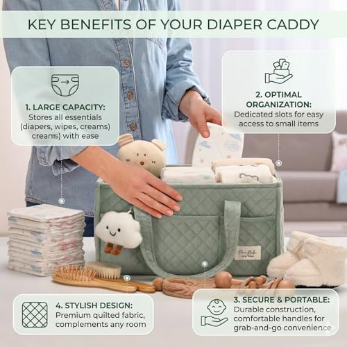 PeraBella Baby Diaper Caddy Organizer, Baby Basket Shower Gift, Portable - Image 3