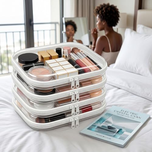 4 Pack Clear Hard Shell Zipper Case, Diaper Bag Organizer Pouches, Transparent - Image 7