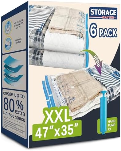 XXL Jumbo Vacuum Storage Bags, for Blanket, Comforters by StorageMaster