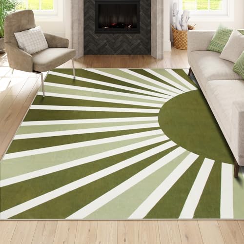 Lahome Green Boho Rainbow Sun Area Rug 5x7 - Image 2
