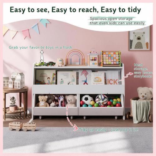 Kids Toy Storage Organizer, Kids Toy Organizer, Playroom Organization White - Image 3