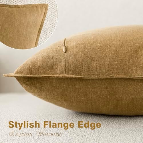 Foindtower Linen Solid Decorative Throw Pillow Covers 24x24 Honey Mustard - Image 3