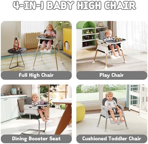 4 in 1 Baby High Chair for Babies and Toddlers, Foldable & Portable Convertible - Image 4