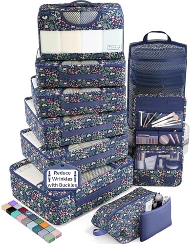Veken 10 Set Packing Cubes for Travel Essentials, Anti-Wrinkle Buckled Suitcase by Veken