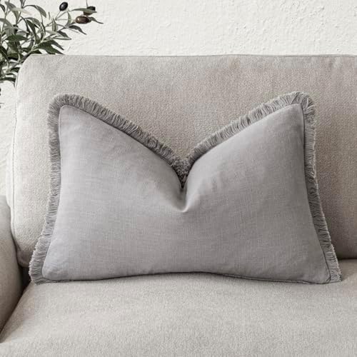 Foindtower Decorative Linen Fringe Throw Pillow Covers Cozy Boho Farmhouse by Foindtower