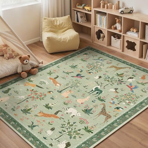 BESBLEE 4X6 Area Rug for Bedroom, Washable Animal Non Slip by BESBLEE