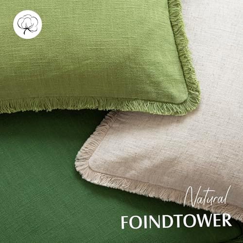 Foindtower Decorative Linen Fringe Throw Pillow Covers Cozy Boho Farmhouse - Image 4