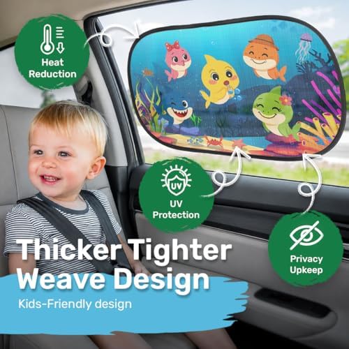 GENANY Sea Animals Car Side Window Sun Shades 2 Piece 21 x 14 Inch - Image 2
