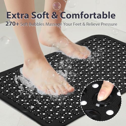 Large Shower Mat Bathtub Mat Bath Mat Non Slip Black 21.5"x33.5" - Image 6