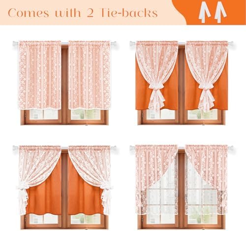 ASPMIZ Linen Kitchen Curtains Double Layers Window Curtain - Image 3