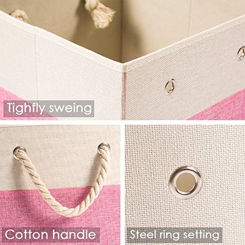 PRANDOM Large Foldable Cube Storage Bins 11x11 inch Fabric Linen Storage - Image 4
