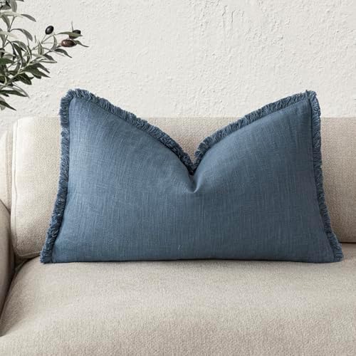 Foindtower Decorative Linen Fringe Lumbar Throw Pillow Covers Cozy Boho by Foindtower