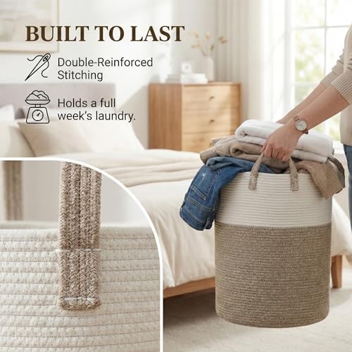 JMvicyroam 60L Cotton Rope Laundry Basket Hamper - Image 6